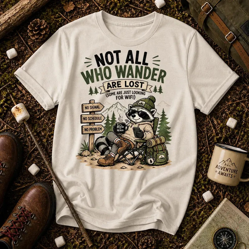 Funny hiking shirt with raccoon design for outdoor and nature lovers